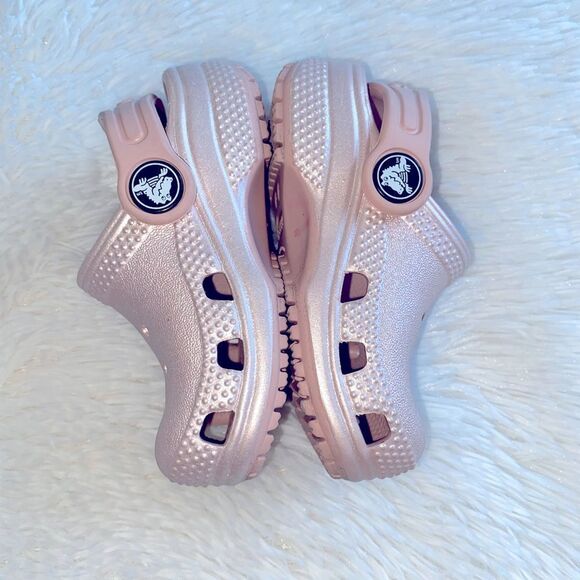 Crocs Clogs Classic Glitter Ballerina Coquette Rosegold Pink Infant Baby Size 5 - Picture 6 of 11